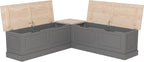 Linon Harris Grey and Maple Solid Pine Backless Nook - Image 7