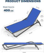 Patio Chaise Lounge Chairs Set of 6, All-Weather Aluminum Pool Loungers - Image 2