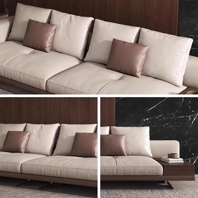 Italian Luxury Simple Leather Sofa, Solid Wood Frame, Spacious and Soft Sofa - Image 5