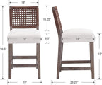 27-Inch Midcentury Modern Counter Stools, Wooden Wicker Stool Chairs - Image 2