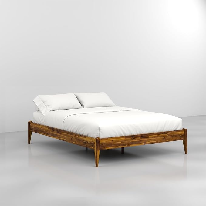Bme Dinkee Wooden Queen Bed Frame, 15 Inch Height, Elegant Minimalist Modern - Image 4