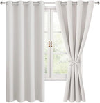 Blackout Curtains for Bedroom, 52 x 63 Inches Length Ivory 2 Panels | Thermal by Hiasan