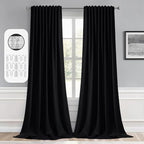 MIULEE Black Back Tab Blackout Curtains 52x100 Inch Length 2 Panels Set | Rod by MIULEE