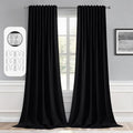 MIULEE Black Back Tab Blackout Curtains 52x105 Inch Long 2 Panels Set | Rod by MIULEE