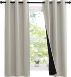 NICETOWN Natural 100% Blackout Lined Curtains, 1 Pair, 2 Thick Layers Narrow - Image 2