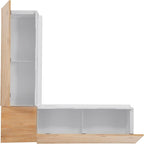 Linon Harris Natural and White Two Tone Backless Corner Breakfast Nook - Image 17