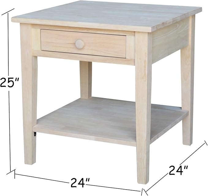 Solid Wood Spencer End Table, Unfinished - Image 13