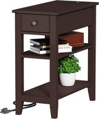 ChooChoo Narrow End Table with Charging Station, Side Table Living Room with by ChooChoo