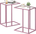 C Shaped End Table Set of 2, Small Side Couch Sofa Tables by Easy+Paws