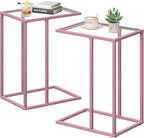 C Shaped End Table Set of 2, Small Side Couch Sofa Tables by Easy+Paws