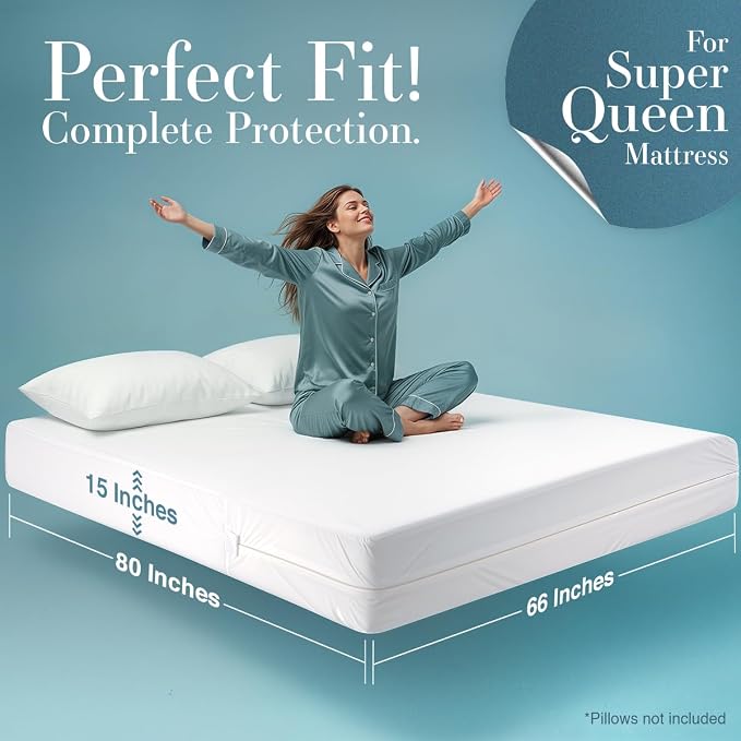 Utopia Bedding Mattress Protector Zippered Super Queen Size, 100% Waterproof - Image 2