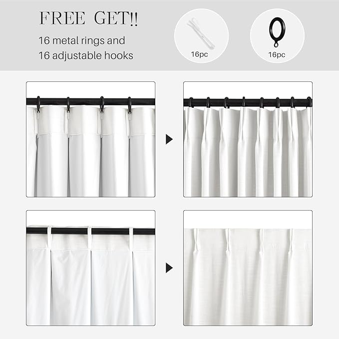 Pinch Pleated Linen Curtains 100% Blackout 84 Inches Long - Image 7