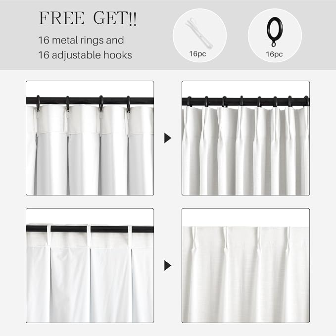 AUSSPVOCT Pinch Pleated 90 Inch Linen Curtains 100% Blackout - Image 7