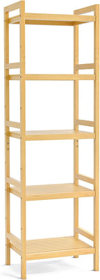 Homykic Bamboo Bookshelf, 5-Tier Narrow 55.9” Adjustable Book Shelf Bookcase - Image 8