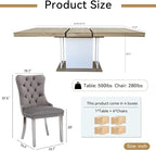Henf 63"-79" Dining Table Set for 4, 5 Pieces Extendable Dining Table and 4 - Image 7