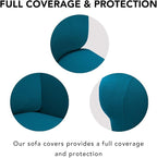 PureFit Stretch Couch Covers for Sofa 4 Seater Slipcovers Peacock Blue | - Image 3