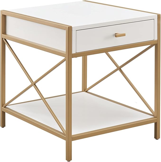 Leick Home 9206-WTGL Claudette Mixed Metal and Wood Drawer End Table by LeickFurniture