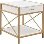 Leick Home 9206-WTGL Claudette Mixed Metal and Wood Drawer End Table by LeickFurniture