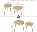 Round Coffee Table Set of 2, Farmhouse Nesting Coffee Table, Small Circle Wood - Image 3