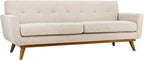 Modway Engage Mid-Century Modern Upholstered Fabric Sofa in Beige - Image 4