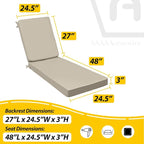 AAAAAcessories Outdoor Chaise Lounge Cushions, Fade-Resistant, Waterproof Patio - Image 5