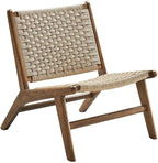 Modway Saoirse Woven Rope Wood Accent Lounge Chair in Walnut Natural by Modway