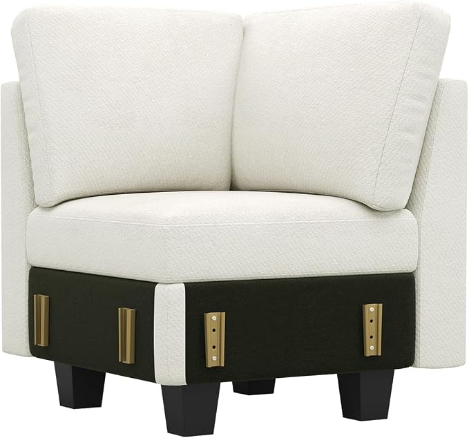Belffin Chenille Corner Seat for Modular Couch. Sectional Sofa Module. Beige. by Belffin