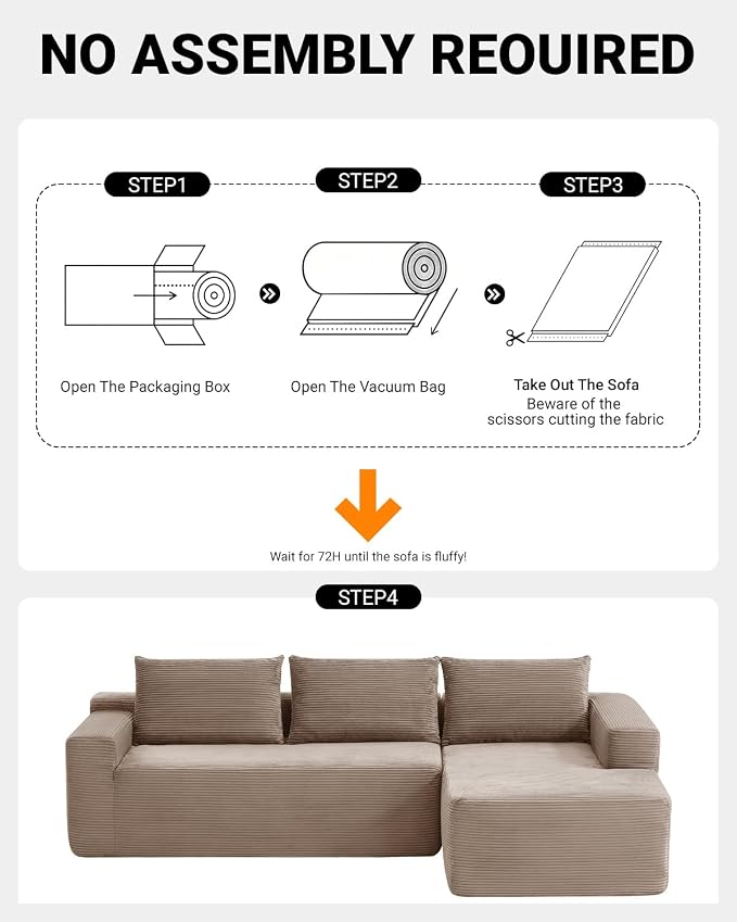 97" Cloud Sectional Couch, Modern Modular Sectional Sofa - Image 4