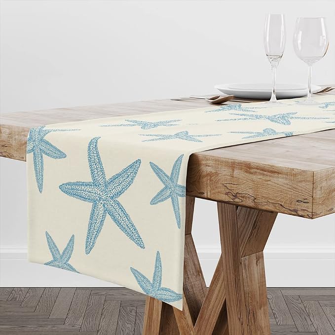 Blue Starfish Table Runner, Nautical Beach Table Runner Decor - Image 4