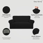 Easy-Going Stretch Loveseat Couch Covers Washable Black | 1-Piece Loveseat - Image 3