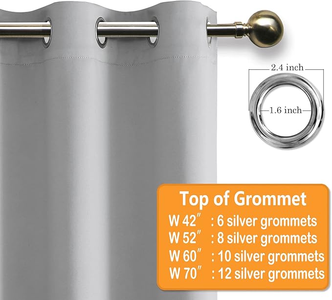 Grommet Blackout Curtains for Bedroom, 60 x 72 Inches, Window Drapes Living - Image 5