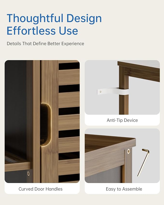 HITNET Bathoom Storage Cabinet, Bamboo Floor Cabinet - Image 8