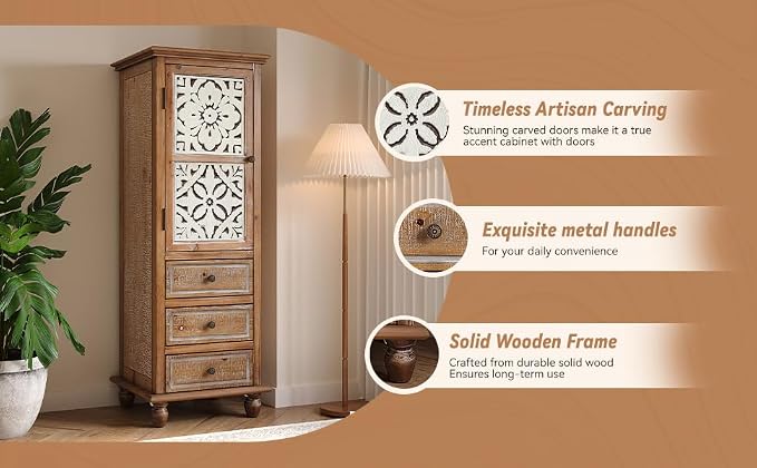 LKTART Solid Wood Accent Storage Cabinet - Image 9