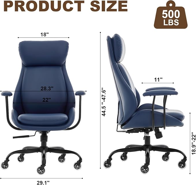 E-Motie Office Chair, Leather Desk Chair - Image 2