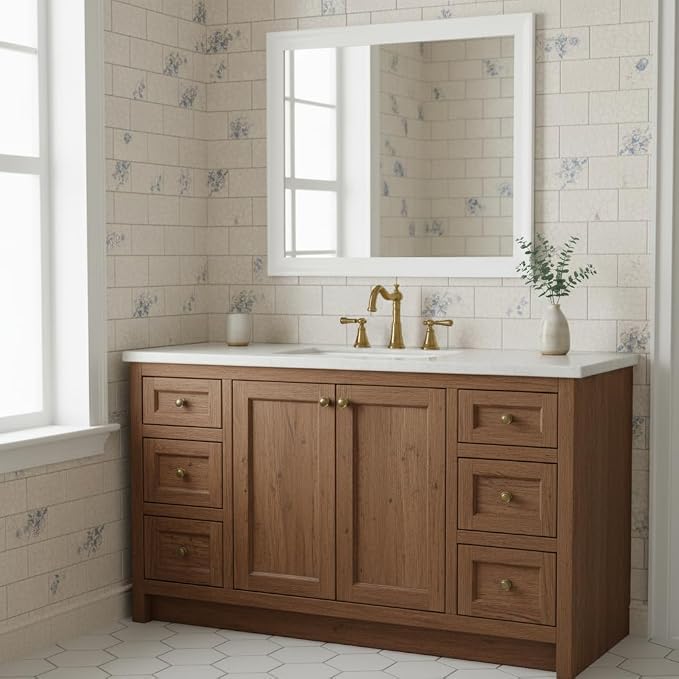 White Mirror for Bathroom, Rectangle Rustic 30 x 36 inch Vanity Mirror for Wall - Image 2