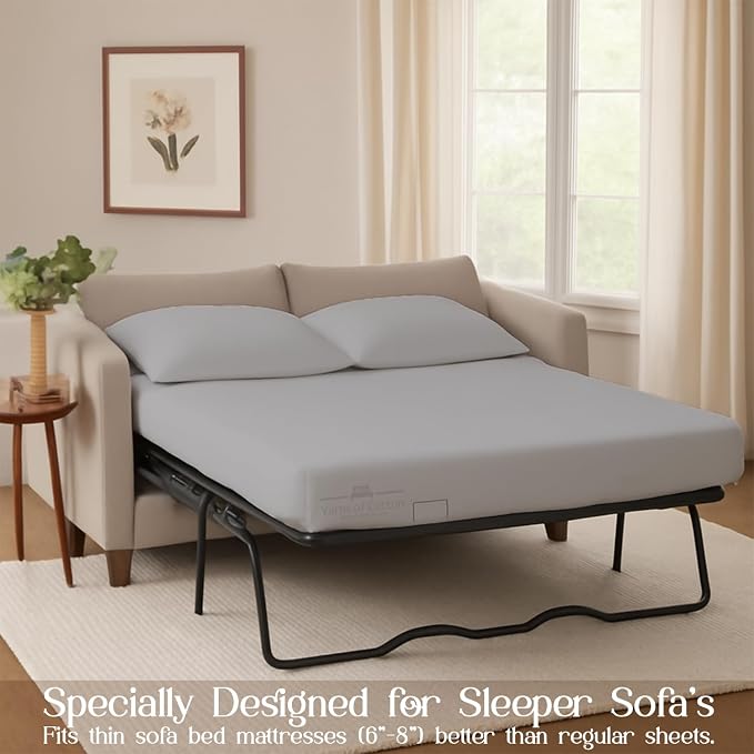 Sleeper Sofa Bed Sheet, 100% Cotton 400 Thread Count, 4 Piece Set, Deep Pocket - Image 3