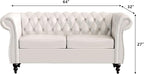 LEVNARY Leather Sofa, Chesterfield Tufted Upholstered 2 Seater Couch, Modern - Image 2