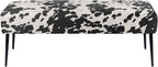 DUHOME Velvet Bench Ottoman, Upholstered Bedroom Benches Cow Print End of Bed - Image 6