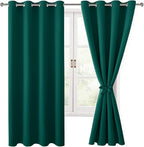 Blackout Curtains for Bedroom, Hunter Green, 52 x 63 Inch, 2 Panels | Thermal by Hiasan