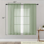 Sheer Sage Green Curtains for Bedroom Living Room 54 Inch Length 2 Panels Set - Image 2