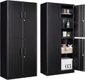 Metal Storage Cabinet with 3 Adjustable Shelves and 4 Doors, Steel Tool Cabinets by SISESOL