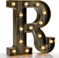 Pooqla Vintage Light Up Marquee Letters with Lights – Illuminated Industrial Style Lighted Alphabet Letter Signs - Coffee Bar Apartment Bedroom Wall Home Initials Decor A-Z by Pooqla