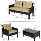 Tangkula 4 Piece Patio Furniture Set, Outdoor Wicker Conversation Set - Image 5
