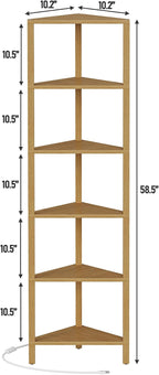 TUTOTAK Corner Shelf with LED Light, 6-Tier Corner Bookshelf - Image 2
