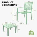 GarveeTech 3 PCS Outdoor Bistro Set, Stackable Modern Metal Steel Table and - Image 2