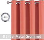 Yakamok Room Darkening Curtains 52x72 inch Length Coral Orange-Living Room | 2 - Image 2