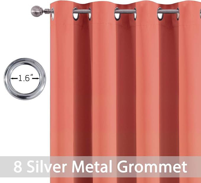 Yakamok Room Darkening Curtains 52x72 inch Length Coral Orange-Living Room | 2 - Image 2