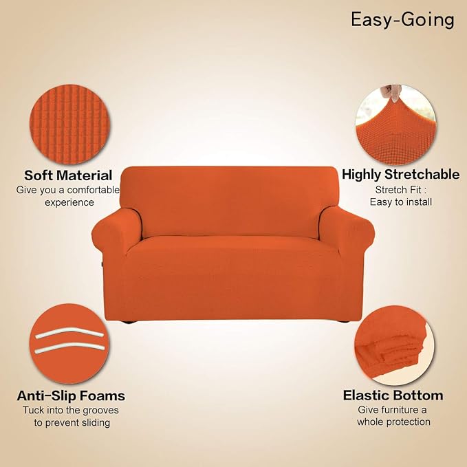 Easy-Going Stretch Oversized Sofa Couch Slipcover Washable Orange | 1-Piece - Image 3