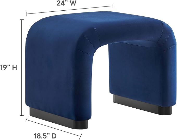 Modway Koda 24" Performance Velvet Upholstered Waterfall Stool or Side Table in - Image 3