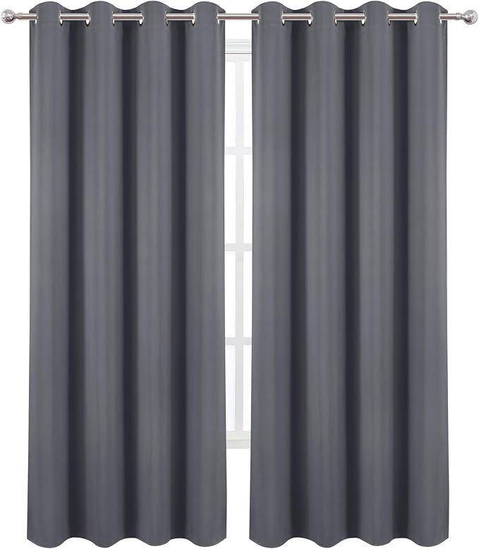 Blackout Curtains 52 x 120 Inch Long Grey Curtains Set of 2 Panels Room - Image 2